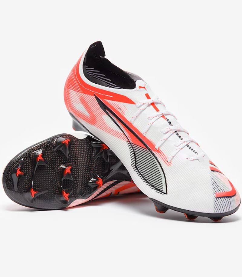 puma ultra 5 football boots in white and orange 